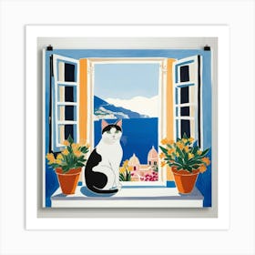 Default Open Window With Cat Matisse Style Amalfi Coast 3 Art 0 Art Print