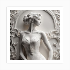 Woman In A White Dress Art Print