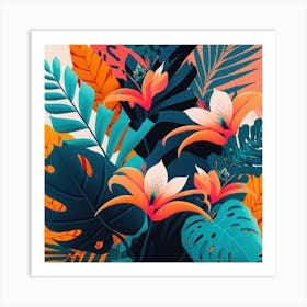 Tropical Flowers Floral Floral Pattern Patterns Art Print