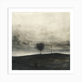 Two Trees On A Hill Art Print