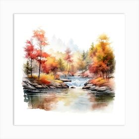 Watercolor Of Autumn Forest 3 Art Print