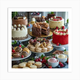 Decadent dessert table 2 Art Print