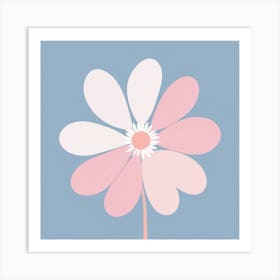 A White And Pink Flower In Minimalist Style Square Composition 174 Art Print