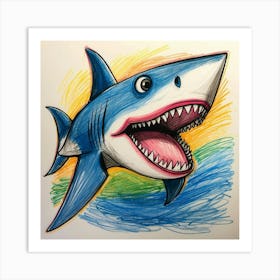 Shark Drawing 12 Art Print