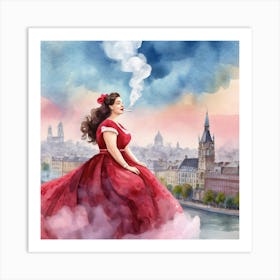 Woman Smokes Art Print