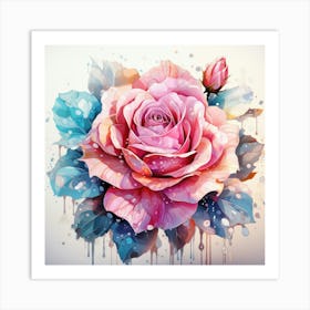 Pink Rose Painting Art Print