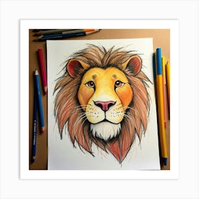 Lion Drawing 11 Art Print