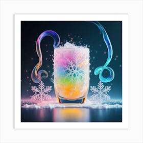 Rainbow Drink With Snowflakes Art Print