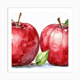 Red Apples Watercolor Painting Art Print