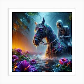 Skeleton On A Horse Art Print