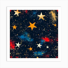 Retro Star Pattern Art Print