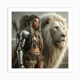 Girl With A Lion Art Print