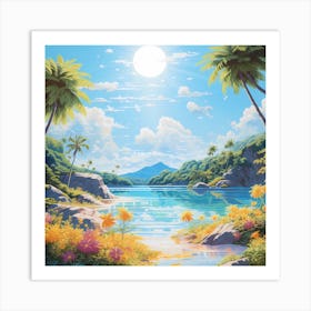 Tropical Tranquility: Watercolor Whispers Art Print