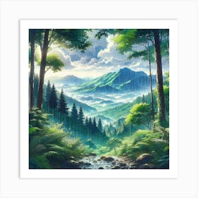 Forest In The Rain Art Print