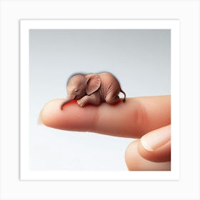 Tiny Elephant On A Finger Art Print