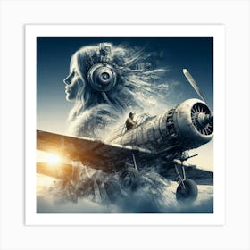 Woman With A Plane Art Print