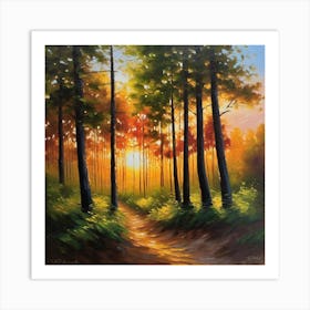 Sunset In The Woods 20 Art Print