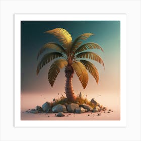 Palm Tree On The Island Art Print