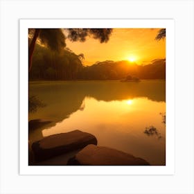 Sunrise Over A Lake 5 Art Print