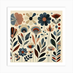 Floral Print Botanical Abstract Matisse Style Flowers Art Print Art Print