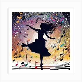 Dancer With Music Notes 3 Art Print