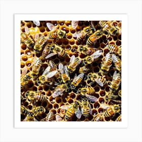 Bees Insects Pollinators Honey Hive Queen Worker Drone Nectar Pollen Colony Honeycomb St (10) Art Print