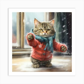 Kitten In Winter Coat Art Print