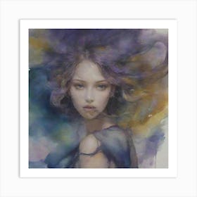 Watercolor Of A Girl Art Print