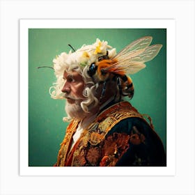 Firefly Surrealistic, Realistic, Painting, Bee, Human, Hybrid, Royal, Portrait, Side View, Fantasy, (9) Art Print