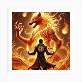 Ronan Ashheart Yang Fire Wolf Art Print