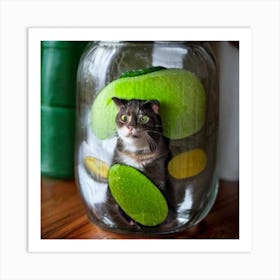 Cat In A Jar Art Print