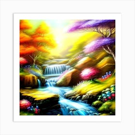 Waterfall In The Forest 1 Art Print