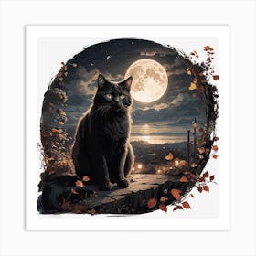 Fantasy Lunar Cat Art Print