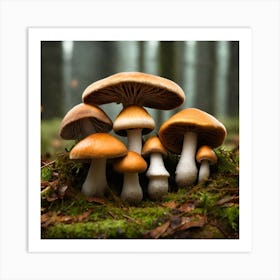 Mushrooms In The Forest 10 Art Print