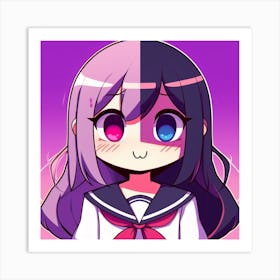 Anime Girl With Purple Hair 1 Art Print