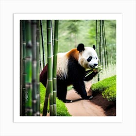 Panda Bear In Bamboo Forest 1 Art Print