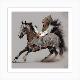 Woman Riding A Horse Art Print