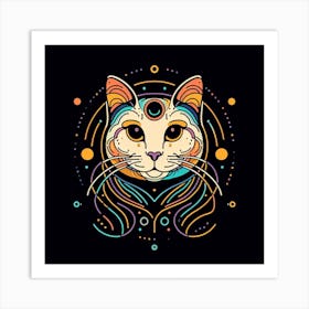 Psychedelic Cat Art Print