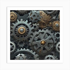 Gears And Gears Background Art Print