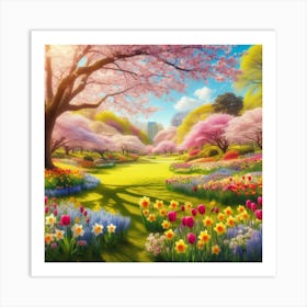 Cherry Blossoms In The Park Art Print