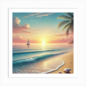 Sunset On The Beach Art Print