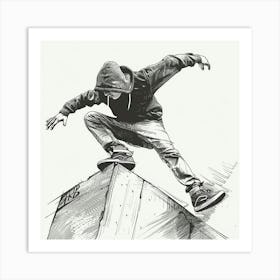 A Parkour Movement Hand Drawn Sketch 3 Art Print