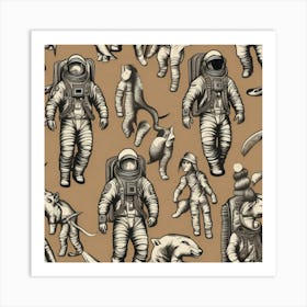 Astronauts In Space Art Print
