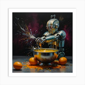 Robot In The Kitchen Art Print