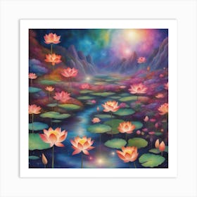 Sacred Lotus Flower 369 Art Print