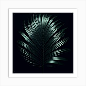 Palm Leaf On Black Background 1 Art Print