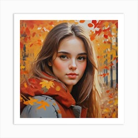 Photo Beautiful Girl Looking At Camera In Autumn 1 Art Print