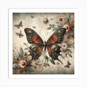 Antique Steampunk Butterfly Art Print