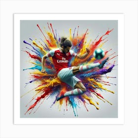 Arsenal Player Kicking A Soccer Ball Art Print