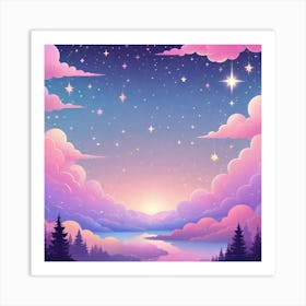 Sky With Twinkling Stars In Pastel Colors Square Composition 59 Art Print